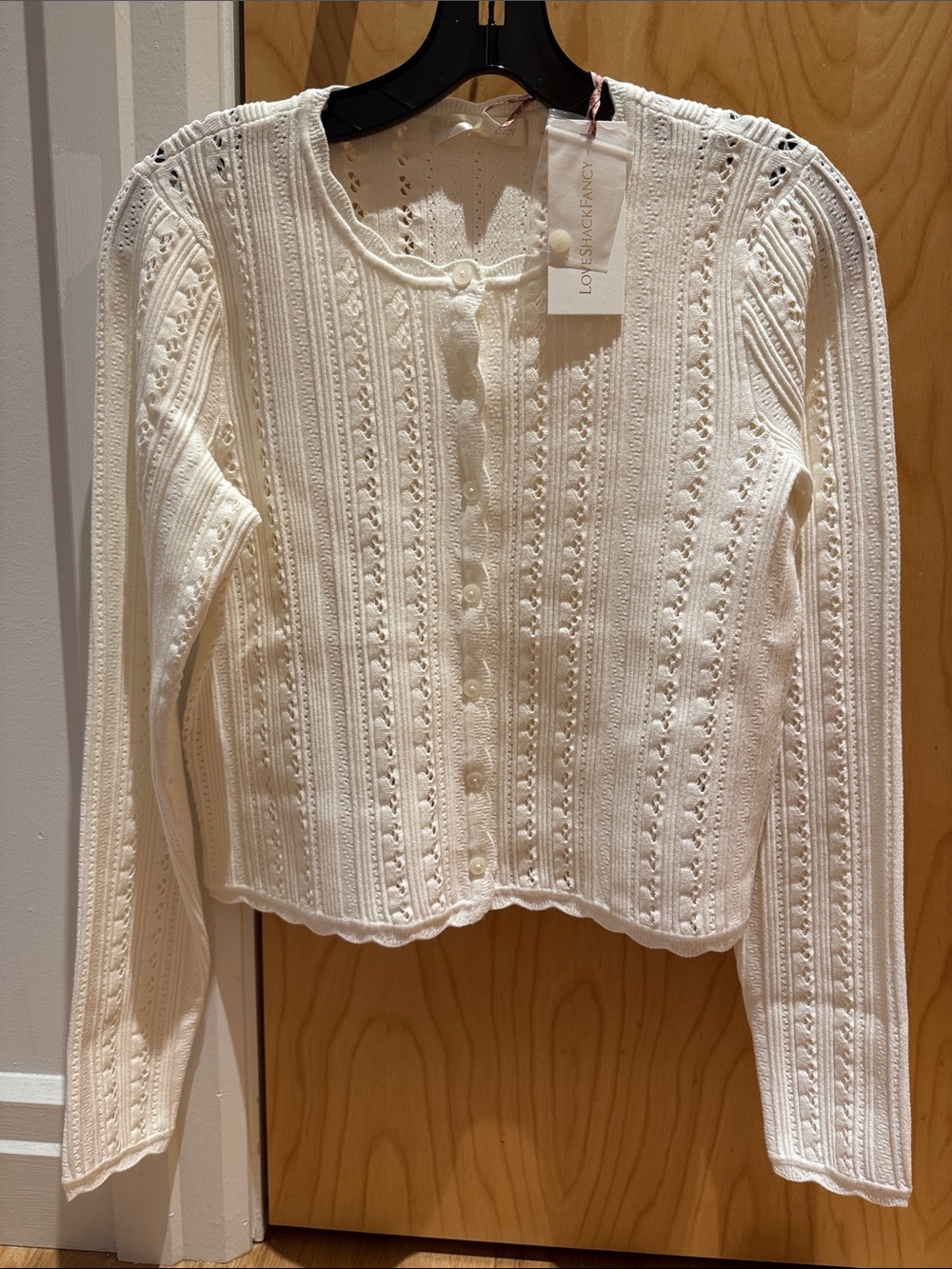 Loveshackfancy Peridot Cardigan in White Tea - Medium